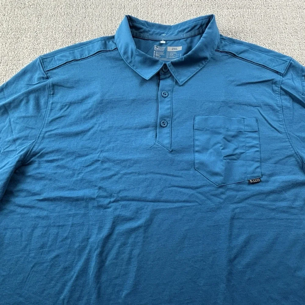 5.11 Tactical Polo Shirt Adult 2XL XXL Blue Short Sleeve Active Casual Men's